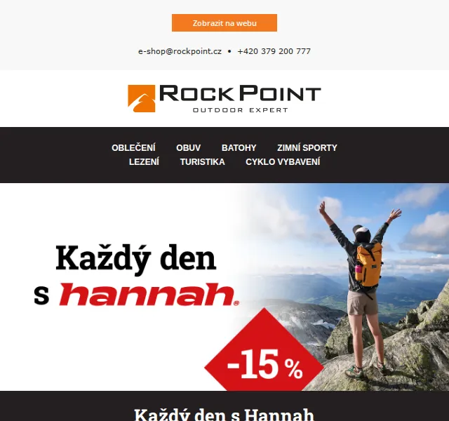 Rock Point: Extra sleva 15 % na Hannah – červen 2026 | Nuslet.cz