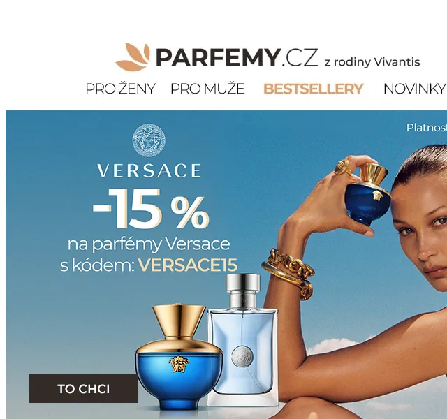 Parfemy.cz: Sleva 15 % na parfémy Versace – červen 2026 | Nuslet.cz