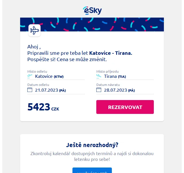 eSky.cz: Letenka Katovice – Tirana od 5423 Kč – červenec 2026 | Nuslet.cz