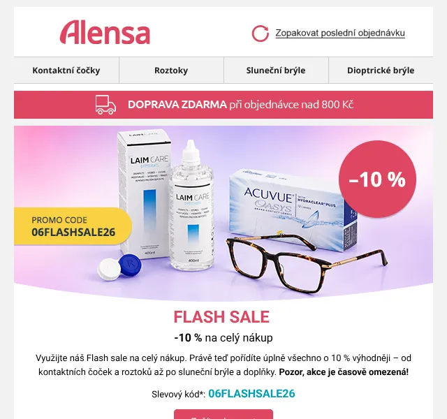 Alensa: Flash sale -10% na vše – červen 2026 | Nuslet.cz