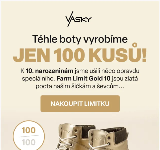 Vasky: Limitované boty se zlatými prvky – duben 2026