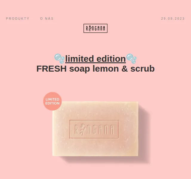 RINGANA: -20 % na FRESH soap lemon & scrub – srpen 2023 | Nuslet.cz