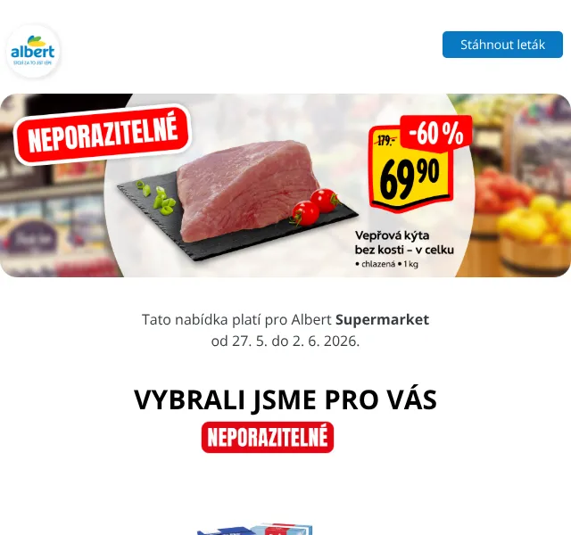 Albert: Vepřová kýta, meruňky, Jacobs Velvet – květen 2026