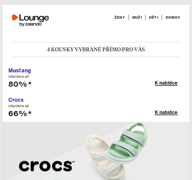 Lounge by Zalando: Mustang, Crocs & Peak Performance – červenec 2026 | Nuslet.cz