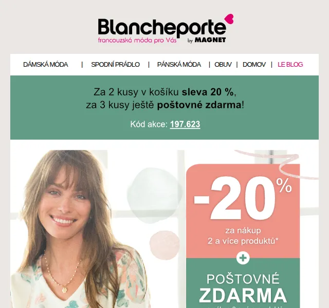 Blancheporte: 20% sleva na nákup – červen 2026 | Nuslet.cz