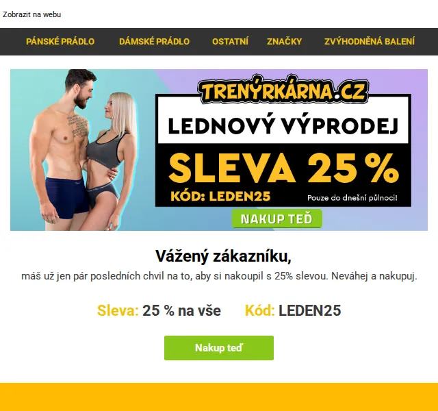 Lukáš z Trenýrkárna.cz: 25% sleva na prádlo – červen 2026 | Nuslet.cz