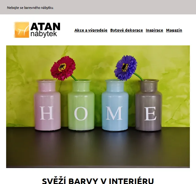 ATAN nábytek: barevný nábytek a dekorace – červen 2026 | Nuslet.cz