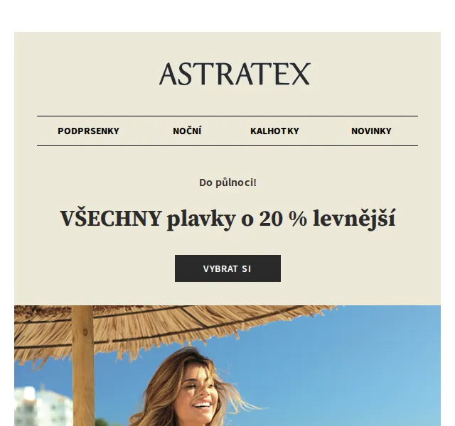 Astratex: −20 % na plavky a doprava ZDARMA – červen 2026 | Nuslet.cz