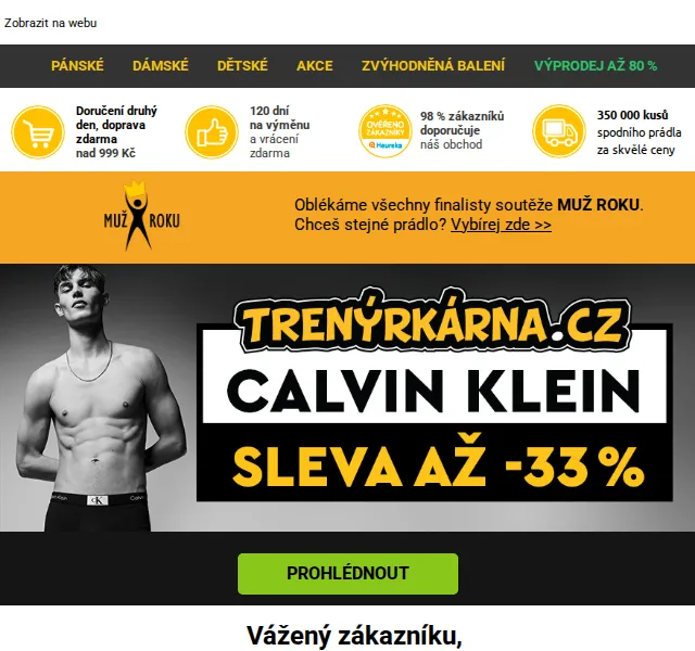 Trenýrkárna: CALVIN KLEIN sleva -33 % – červenec 2026 | Nuslet.cz