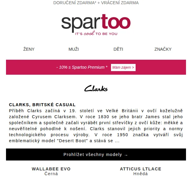 Spartoo: Clarks, Pepe Jeans, Columbia – doručení zdarma – červen 2026 | Nuslet.cz
