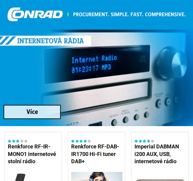 Conrad Electronic: Internetová rádia, RC modely a mikrofony – červen 2026 | Nuslet.cz