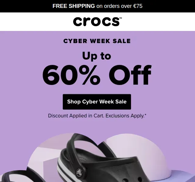 Crocs: až 60 % sleva na Cyber Week – červenec 2026 | Nuslet.cz
