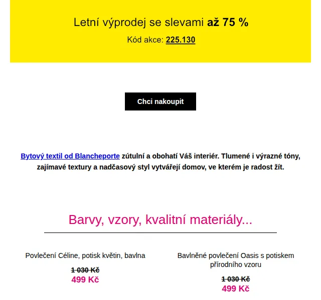 Blancheporte: Slevy až 75 % na bytový textil – červenec 2026 | Nuslet.cz