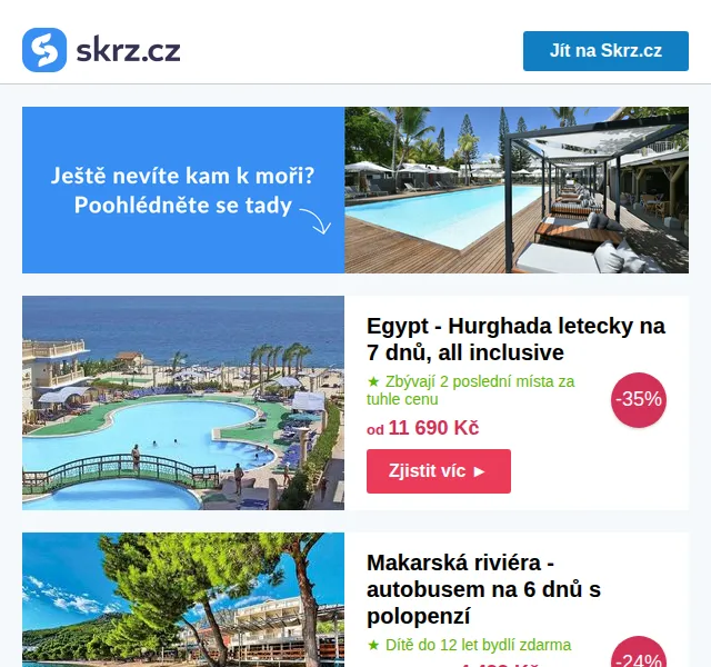 Skrz.cz: dovolená od 4 499 Kč – červen 2026 | Nuslet.cz