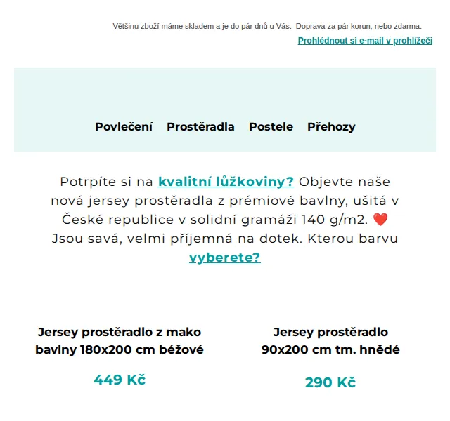 Výprodej povlečení: Jersey prostěradla od 290 Kč – červen 2026 | Nuslet.cz
