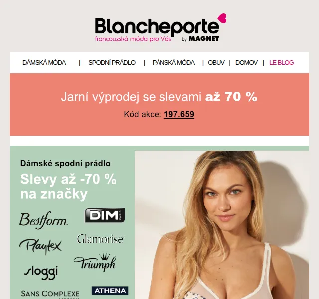 Blancheporte: Slevy až -70 % na značkové spodní prádlo – červen 2026 | Nuslet.cz