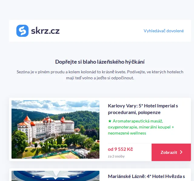 Vánoce na Skrz: Lázeňské pobyty od 4 450 Kč – červenec 2026 | Nuslet.cz