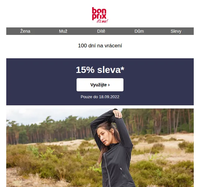bonprix: 15% sleva na outdoorovou módu – září 2026 | Nuslet.cz