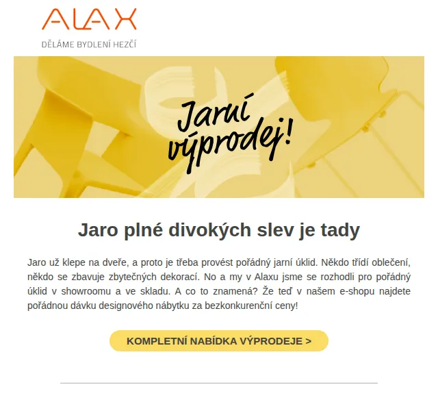 ALAX nábytek: VELKÝ JARNÍ VÝPRODEJ – slevy až 65 % – červen 2026 | Nuslet.cz