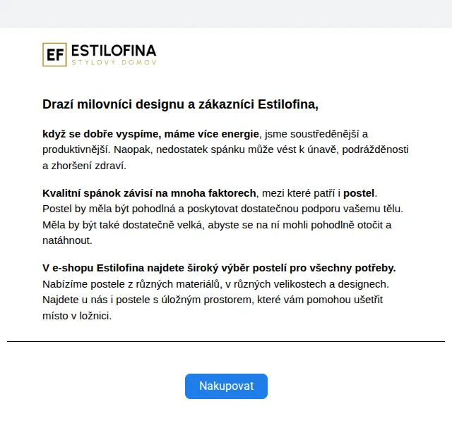 Estilofina-nabytek.cz: Designové postele od 12 959 Kč – červenec 2026 | Nuslet.cz