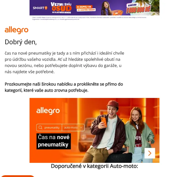Allegro: Pneumatiky a autodíly – září 2026