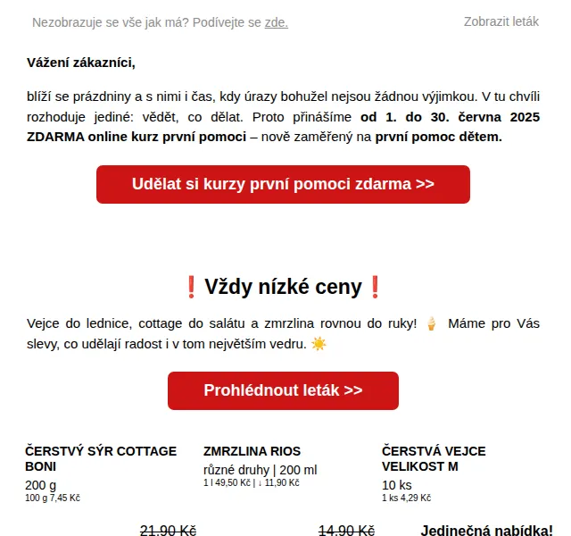Penny: Kurz první pomoci zdarma a slevy až 50 % – červenec 2026 | Nuslet.cz