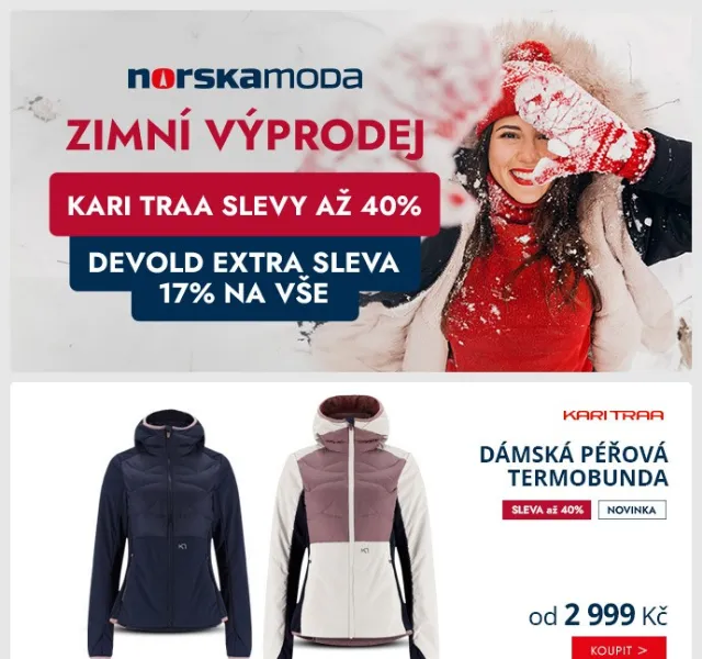 Norskamoda.cz: Kari Traa slevy až 40 % & Devold Extra 17 % – červenec 2026 | Nuslet.cz