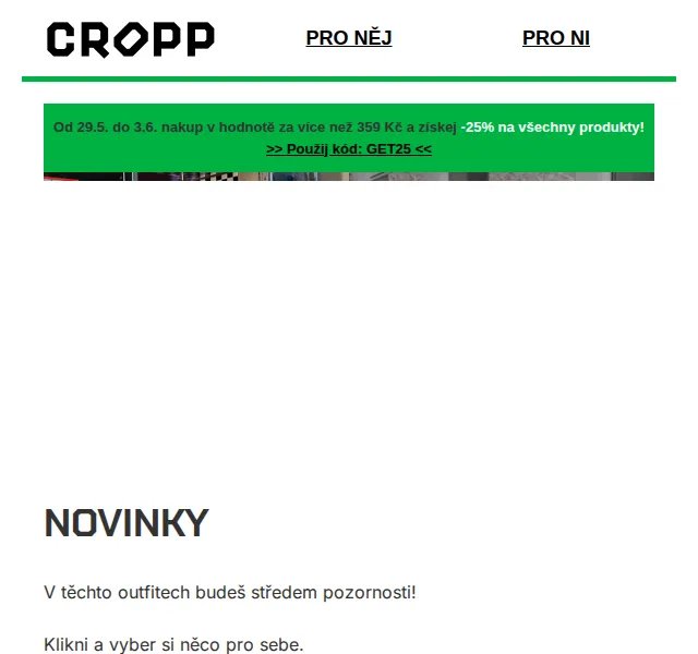 Cropp: -25 % na vše pro něj a ni – červenec 2026 | Nuslet.cz