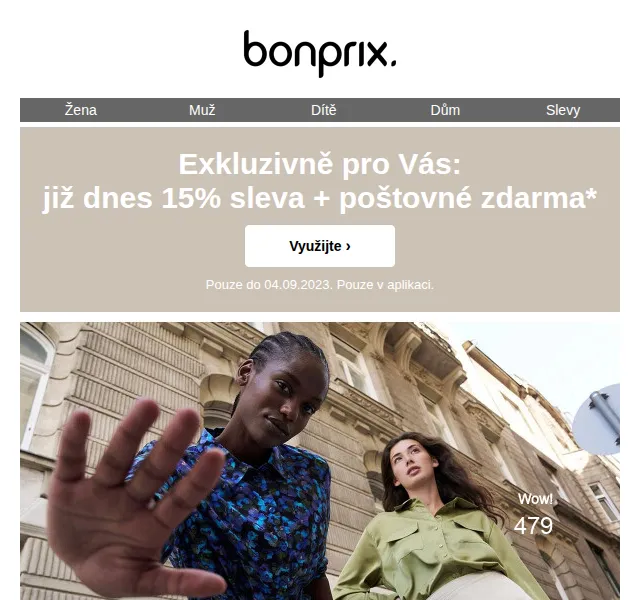 bonprix: 15% sleva a poštovné zdarma v aplikaci – červenec 2026 | Nuslet.cz