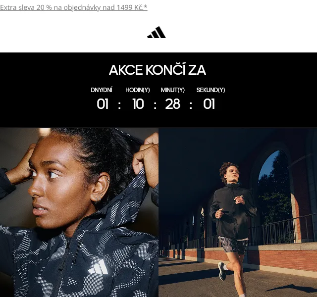 Adidas: sleva 20 % nad 1499 Kč – srpen 2026