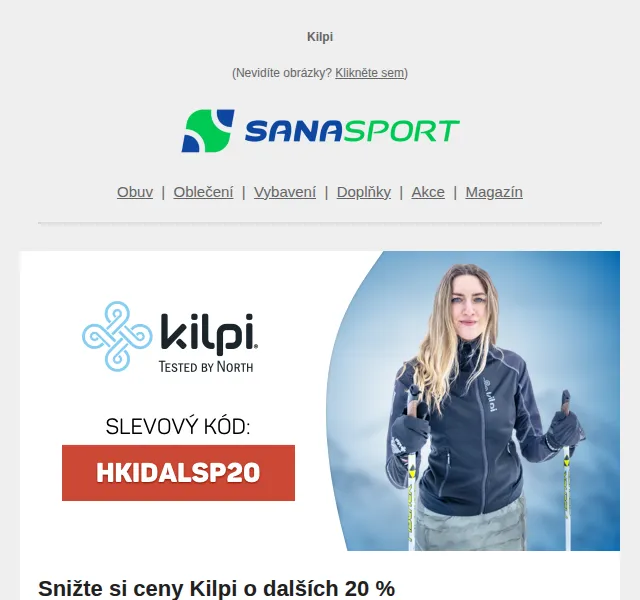 Sanasport: Kilpi s extra slevou 20 % – červen 2026 | Nuslet.cz