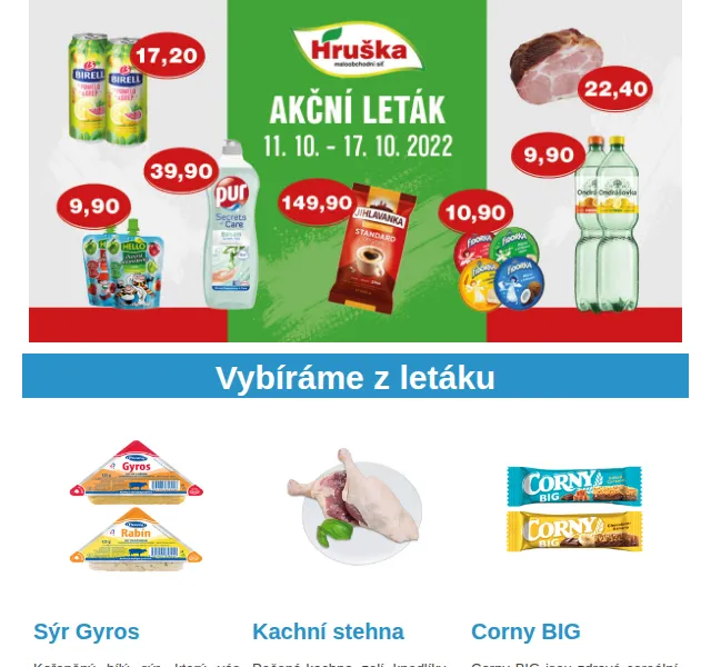 Váš HRUŠKA tým: sýr Gyros, kachní stehna, Corny BIG – červenec 2026 | Nuslet.cz