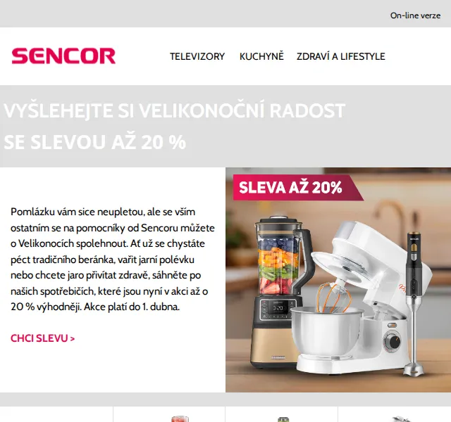 Sencor: Až 20% sleva na spotřebiče a koloběžky – červenec 2026 | Nuslet.cz