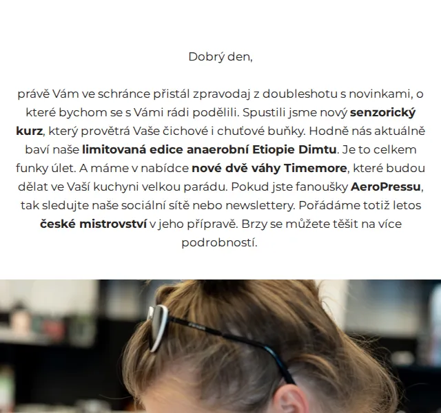 Doubleshot: Senzorický kurz, Etiopie Dimtu & váhy Timemore – červenec 2026 | Nuslet.cz