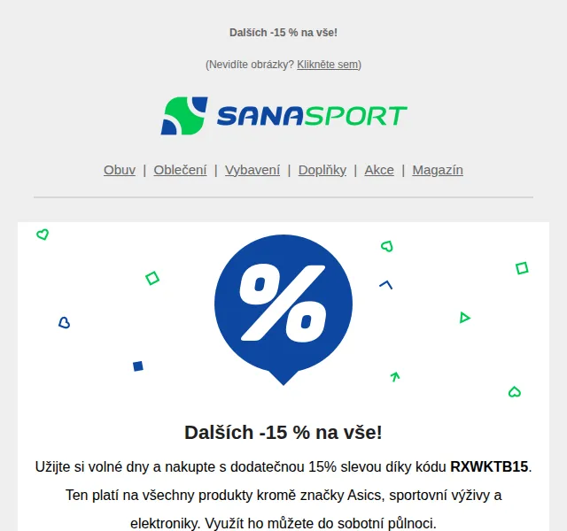 Sanasport: dodatečná 15% sleva – červen 2026 | Nuslet.cz