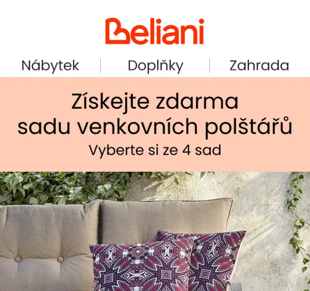 Beliani: Venkovní polštáře zdarma – červen 2026 | Nuslet.cz