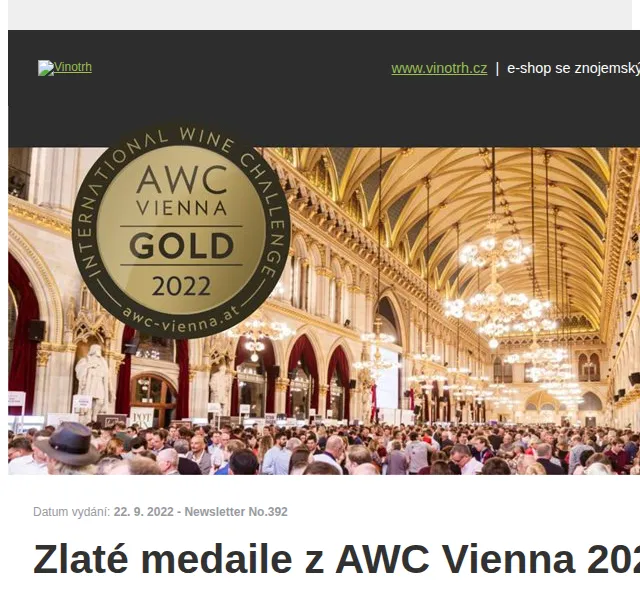 Vinotrh: Zlaté medaile AWC Vienna 2022 – červen 2026 | Nuslet.cz