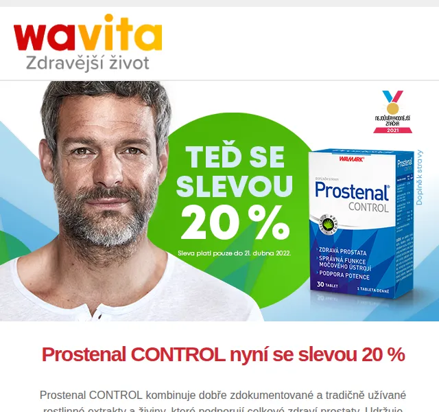Wavita: Prostenal CONTROL se slevou 20 % – červen 2026 | Nuslet.cz