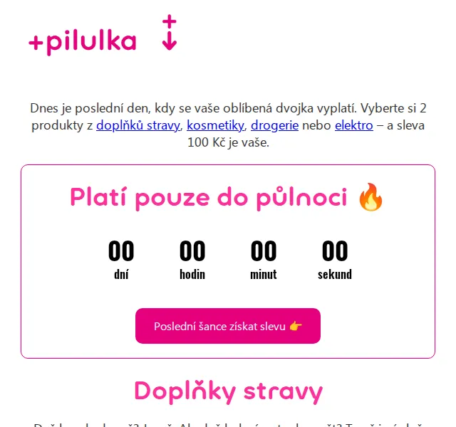 Pilulka.cz: Sleva 100 Kč při koupi 2 produktů – červenec 2026 | Nuslet.cz
