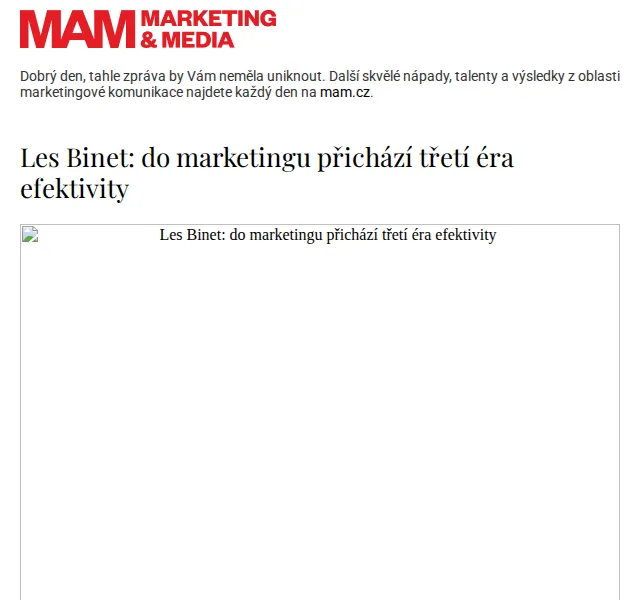 Marketing & Media: Les Binet o efektivitě marketingu – červenec 2026 | Nuslet.cz