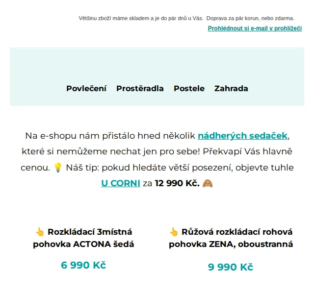 Výprodej povlečení: Sedačky od 6 990 Kč – červenec 2026 | Nuslet.cz