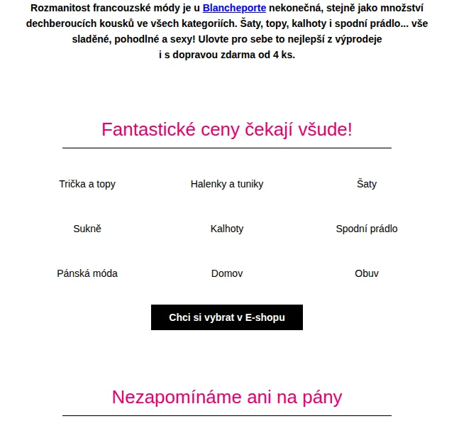 Blancheporte: Až -75 % ve výprodeji – srpen 2025 | Nuslet.cz