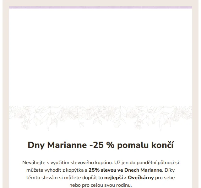 Ovečkárna: 25% sleva na Dny Marianne – červenec 2026 | Nuslet.cz