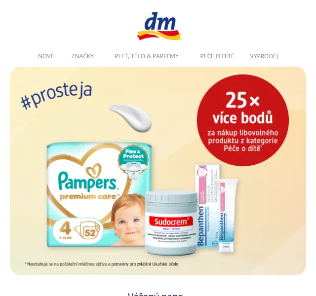 dm Drogerie: Pampers 299 Kč, Nutrilon 499 Kč – září 2026