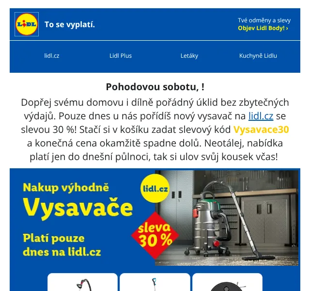 Lidl Plus: Vysavače se slevou 30 % – červenec 2026 | Nuslet.cz