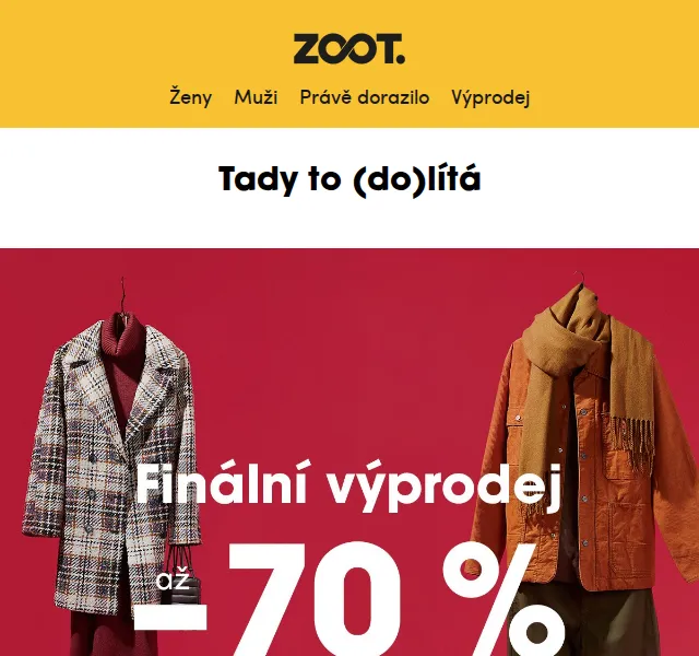 ZOOT: Finální výprodej až 70% slevy – červenec 2026 | Nuslet.cz