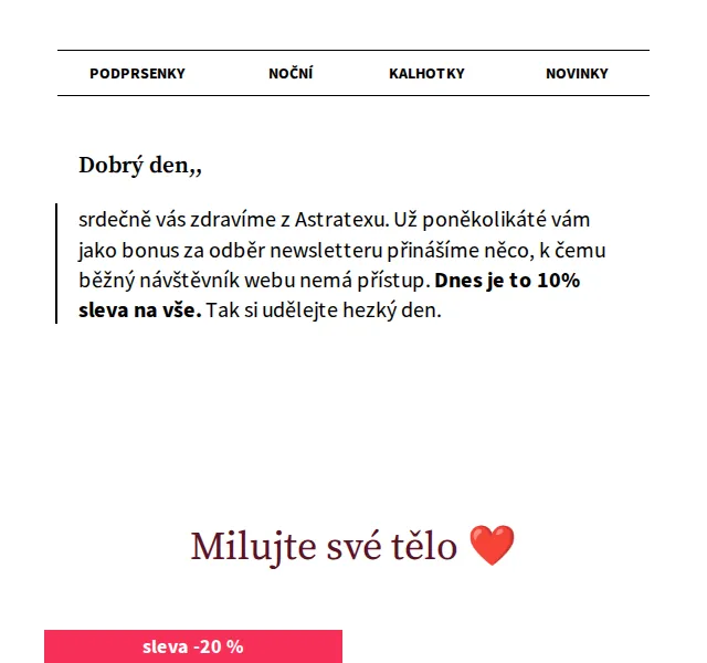 Astratex: Sleva 10 % na vše – červen 2026 | Nuslet.cz
