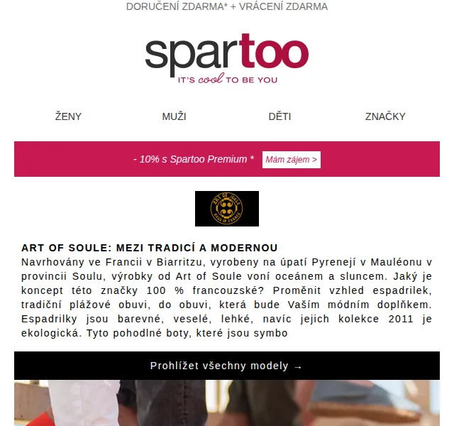 Spartoo: Doručení zdarma Art of Soule, Kappa, Levi's – červenec 2026 | Nuslet.cz