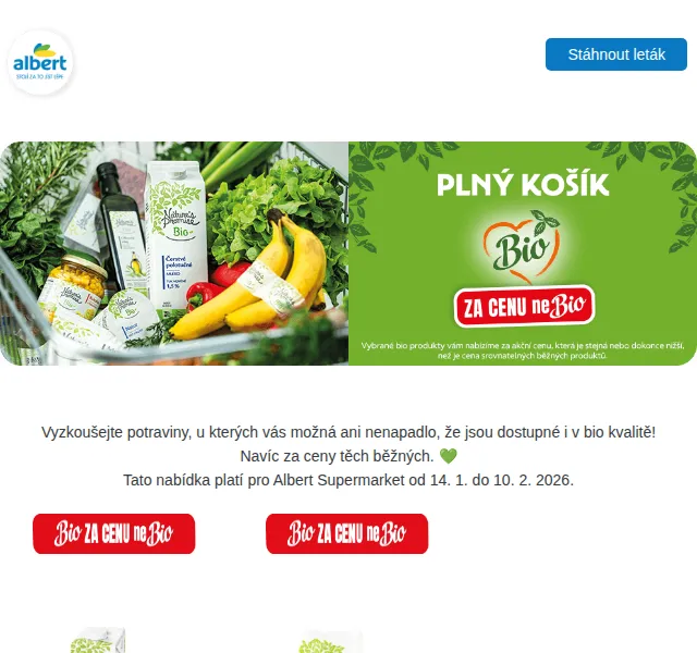 Albert: Bio produkty za cenu neBio – červenec 2026 | Nuslet.cz