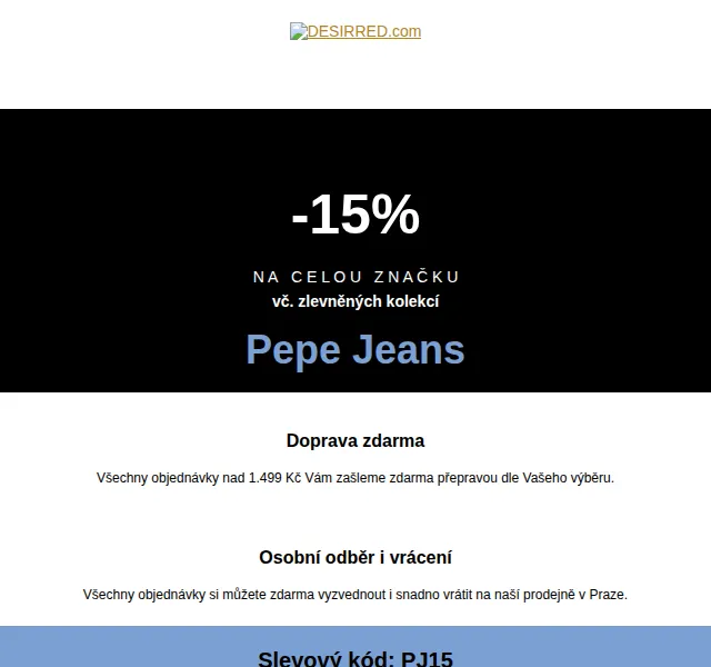 DESIRRED: -15 % na celou značku Pepe Jeans – červen 2026 | Nuslet.cz